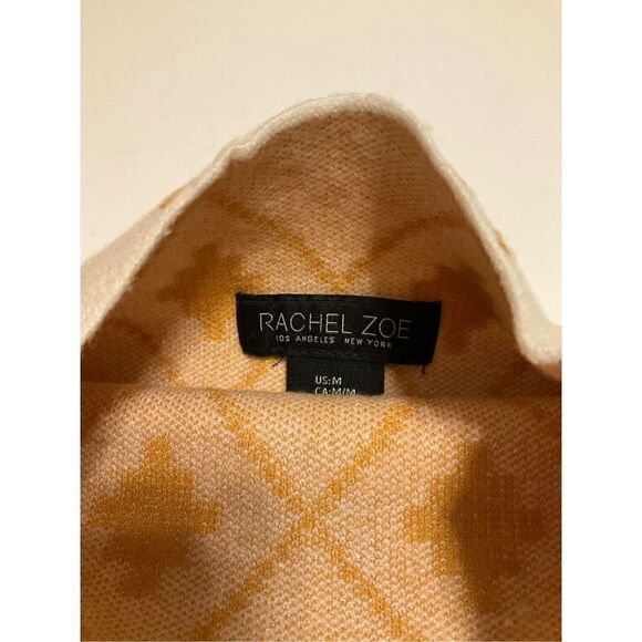 Rachel Zoe Funnel Neck Geometric Sweater, M. Mustard and White. Quality - Picture 13 of 16